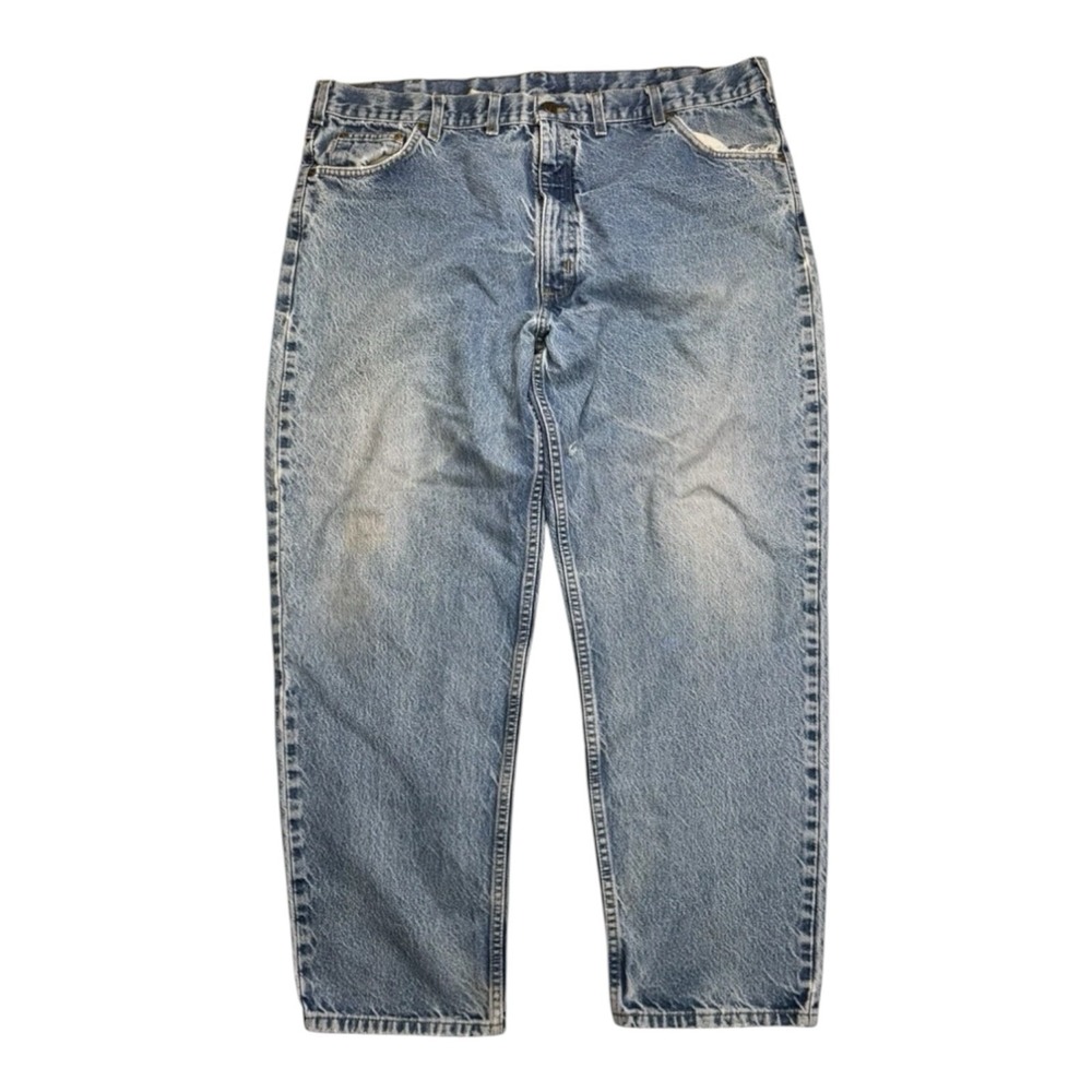 Carhartt Jeans Mens 44 Blue Relaxed Fit Workwear Distressed Denim